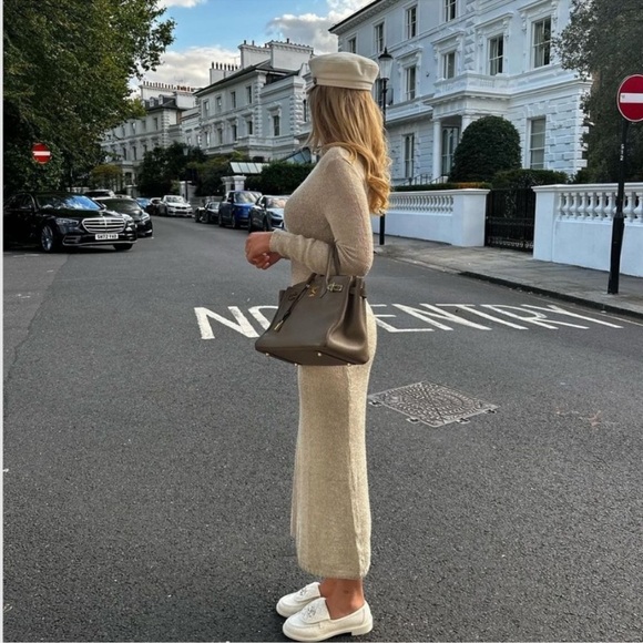 ZARA METALLIC THREAD KNIT MAXI DRESS - Picture 2 of 10